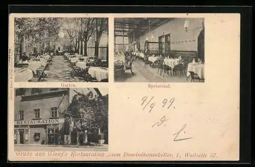 AK Wien, Glanz`s Restaurant zum Dominikanerkeller, Wollzeile 37