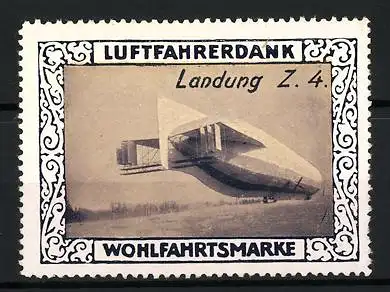 Reklamemarke Landung Zeppelin Z. 4., Luftfahrerdank Wohlfahrtsmarke