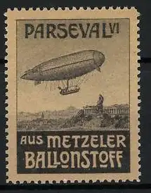 Reklamemarke Parseval VI. aus Metzeler Ballonstoff