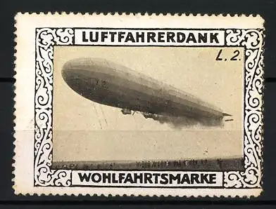 Reklamemarke Zeppelin L. 2. in Fahrt, Luftfahrerdank Wohlfahrtsmarke