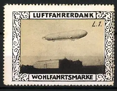 Reklamemarke Zeppelin L. 1. in Fahrt, Luftfahrerdank Wohlfahrtsmarke