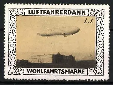 Reklamemarke Zeppelin L. 1. in Fahrt, Luftfahrerdank Wohlfahrtsmarke