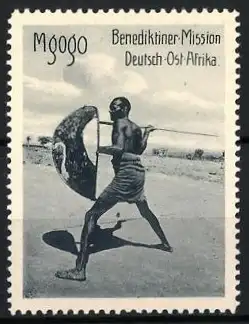 Reklamemarke Deutsch-Ost-Afrika, Benediktiner Mission, Mgogo Krieger