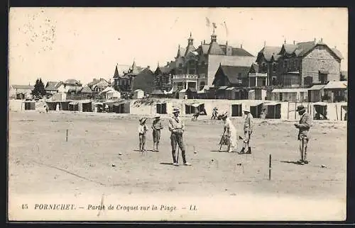 AK Pornichet, Partie de croquet sur la plage