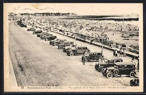 AK Pornichet-les-Pins, Vue générale de la plage prise de la terrasse du Casino