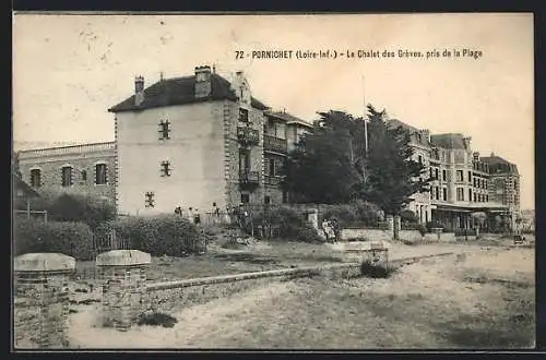 AK Pornichet, Le Chalet des Grèves, pris de la Plage