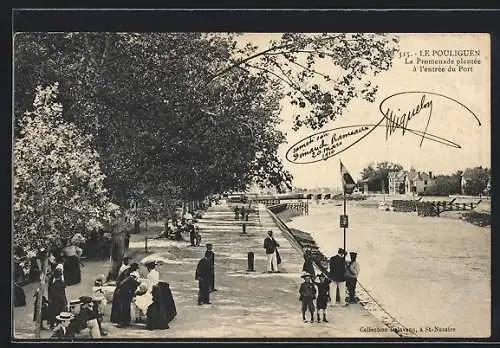 AK Le Pouliguen, La Promenade plantée à l`entrée du Port