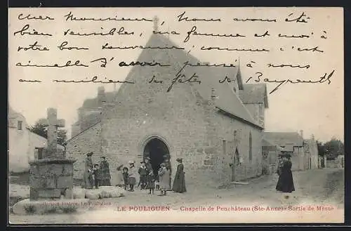 AK Le Pouliguen, Chapelle de Penchâteau, Ste-Anne, Sortie de Messe