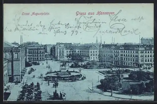 AK Hannover, Ernst Augustplatz mit Denkmal