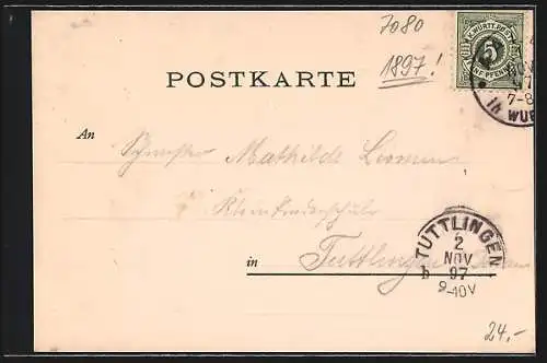 AK Aalen, Teilansicht mit Kirche bei Mondschein