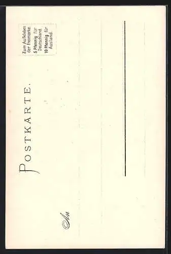 Lithographie Hamburg-Winterhude, Ortspartie mit Brücke