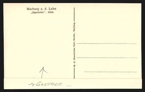 AK Marburg a. d. Lahn, Gasthof Jägerheim, Diele