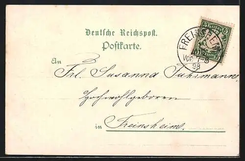 Lithographie Hannover, Leipnitz Realschule m. Schiller-Denkmal, Reichsbankhauptstelle, Georgstrasse, Hoftheater