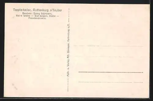 AK Rothenburg / Tauber, Restaurant Toppler-Keller, Bes. Georg Stürnkorb