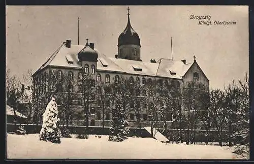 AK Droyssig, Königl. Oberlyzeum im Winter