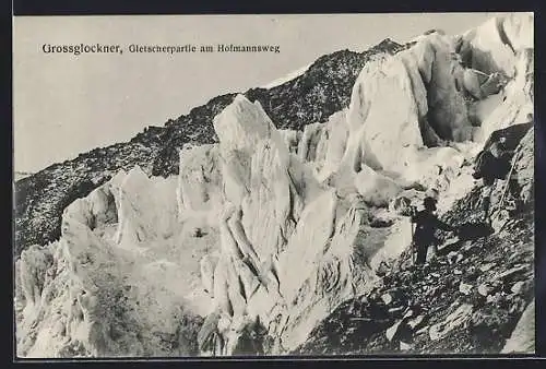 AK Grossglockner, Gletscherpartie am Hofmannsweg