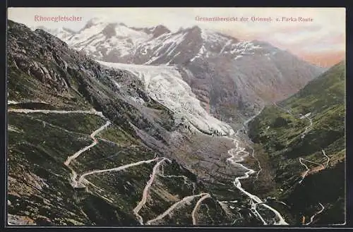 AK Rhonegletscher, Gesamtübersicht der Grimsel- u. Furka-Route