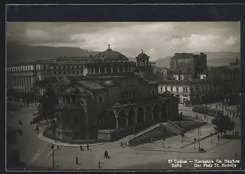 AK Sofia, Der Platz St. Nedelja aus der Vogelschau