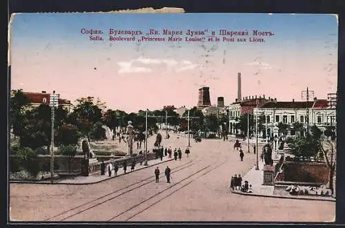 AK Sofia, Boulevard Princesse Marie Louise et le Pont aux Lions