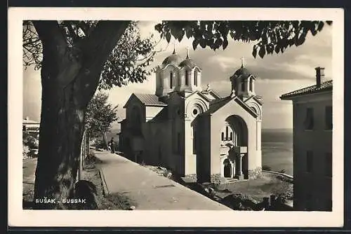 AK Susak, Kirche mit Strassenpartie