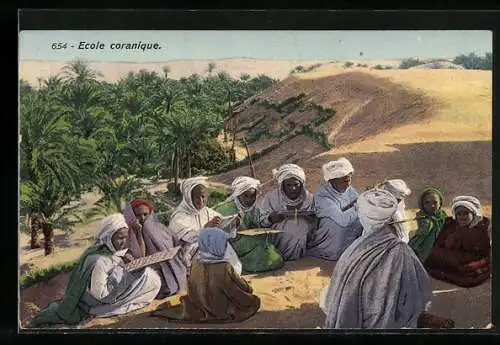 AK Ecole coranique, arabische Volkstypen