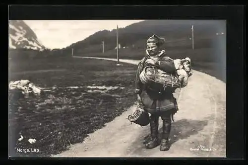 AK Norge, Lapp, Lappe in Volkstracht