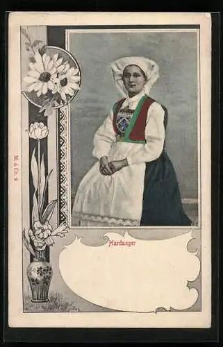 AK Hardanger, Frau in norwegischer Tracht