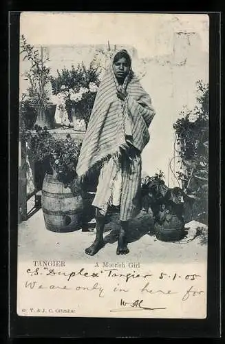 AK Tanger, A Moorish Girl, arabische Volkstypen