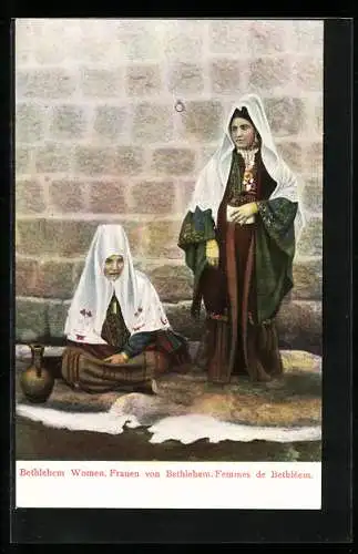 AK Bethlehem, Arabische Frauen in volkstypischer Tracht aus der Stadt