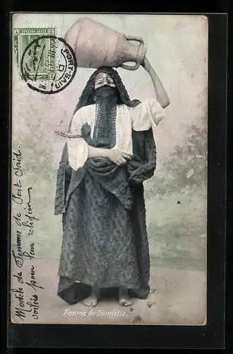 AK Femme de Damiette, arabische Frau mit Wasserbehältnis