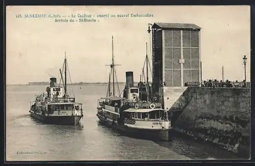 AK St-Nazaire, Le Coueron amarré au nouvel Embarcadère, Arrivée du St-Brevin