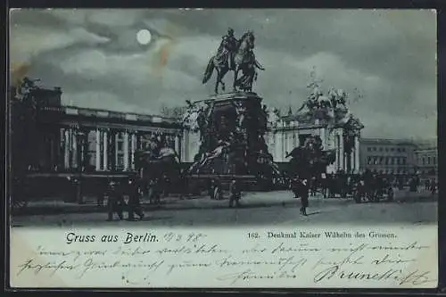 Mondschein-AK Berlin, Denkmal Kaiser Wilhelm des Grossen