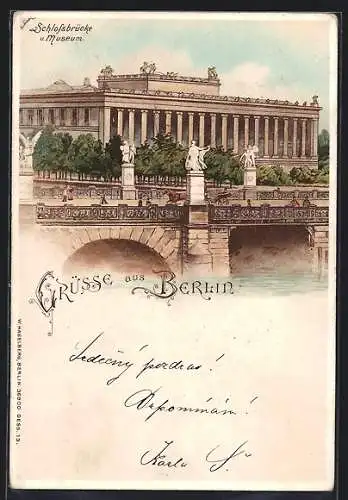 Lithographie Berlin, Schlossbrücke und Museum