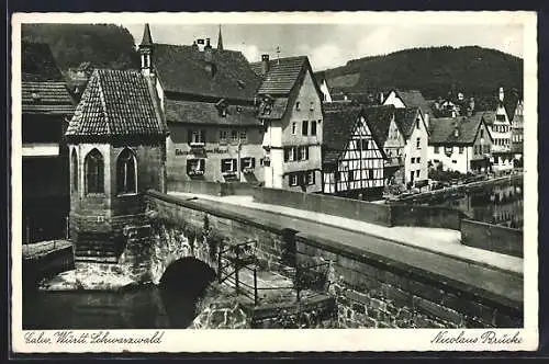 AK Calw /Württ. Schwarzwald, Nicolaus-Brücke