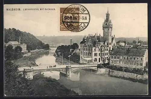 AK Waldheim, Zschopautal mit Rathaus