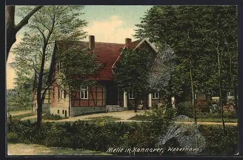 AK Melle in Hannover, Weberhaus mit Garten