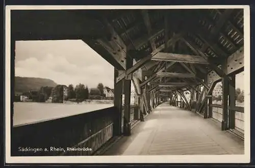 AK Bad Säckingen, Blick auf die Rheinbrücke