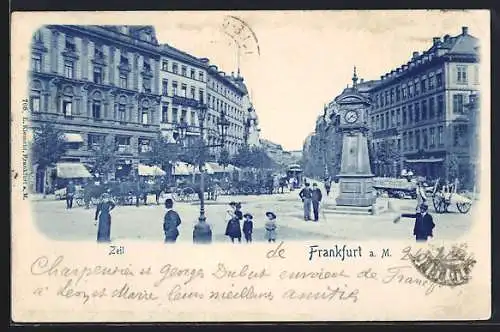 AK Frankfurt a. M., Zeil mit Uhrturm