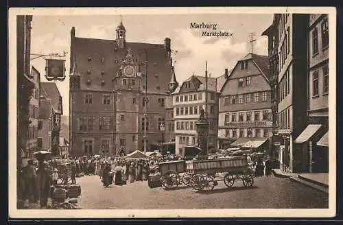 AK Marburg, Marktplatz mit Denkmal