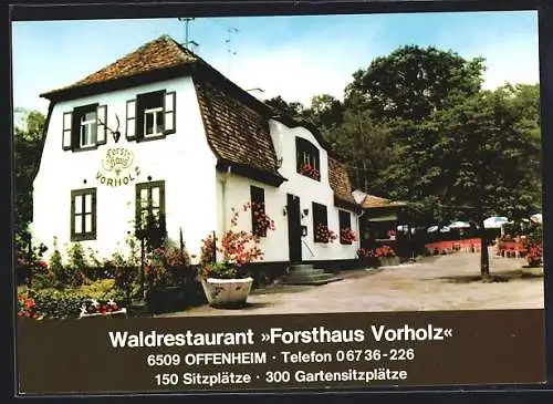 AK Offenheim, Waldrestaurant Forsthaus Vorholz, Ansicht mit Wald