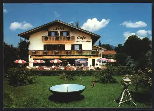 AK Oberaudorf /Inn, Hotel-Restaurant Café Kaiserstuben, Ansicht mit Garten