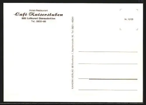 AK Oberaudorf /Inn, Hotel-Restaurant Café Kaiserstuben, Ansicht mit Garten