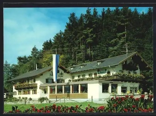 AK Übersee /Chiemsee, Rank`s Gästehaus Buchwald, Ansicht vor dem Wald