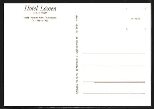 AK Reit im Winkl, Hotel Löwen, Bes. S. u. J. Mayer, Ansicht gegen die Berge