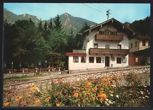 AK Marquartstein /Obb., Café Pension Schlossberg, Bes. Hans u. Thilde Sengersdorff, Burgstrasse 7, Aussenansicht