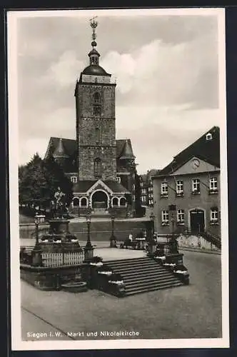 AK Siegen i. W., Markt und Nikolaikirche