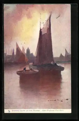 Künstler-AK Raphael Tuck & Sons Nr. 2574: Evening glow on the Thames