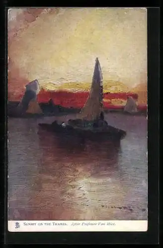 Künstler-AK Raphael Tuck & Sons Nr. 2574: Sunset on the Thames