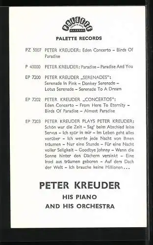 AK Musiker Peter Kreuder mit Klavier