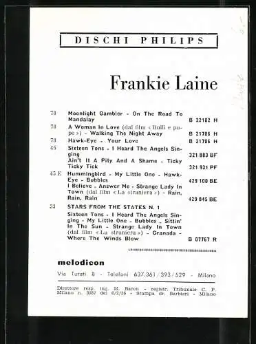 AK Musiker Frankie Laine singend im Anzug